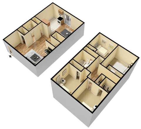 Floor plan for 4 beds, 1.5 baths, 1200 sqft